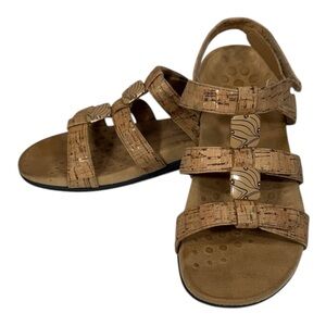 Vionic Amber Gold Tan Cork Adjustable Sandals Size 7